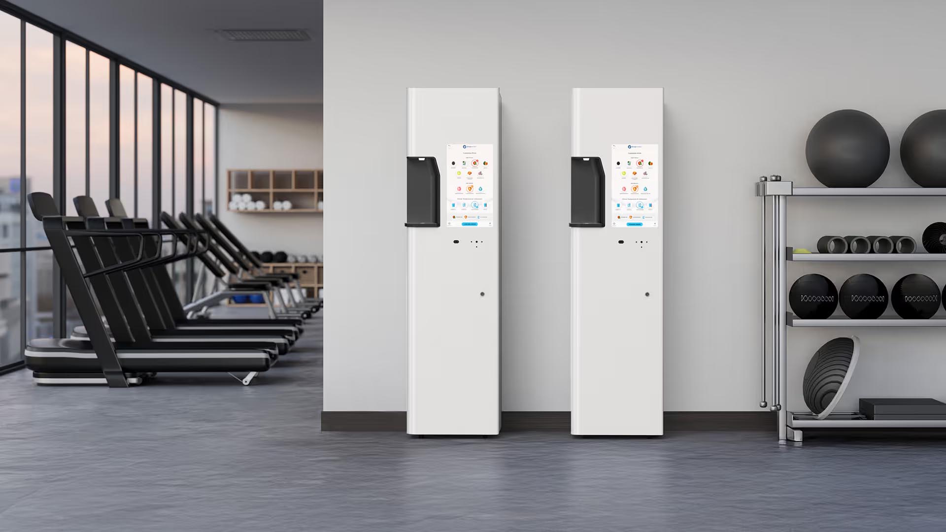 Office water coolers in a gym setting. Office Water Service, Avcoa Vending Chicago, IL